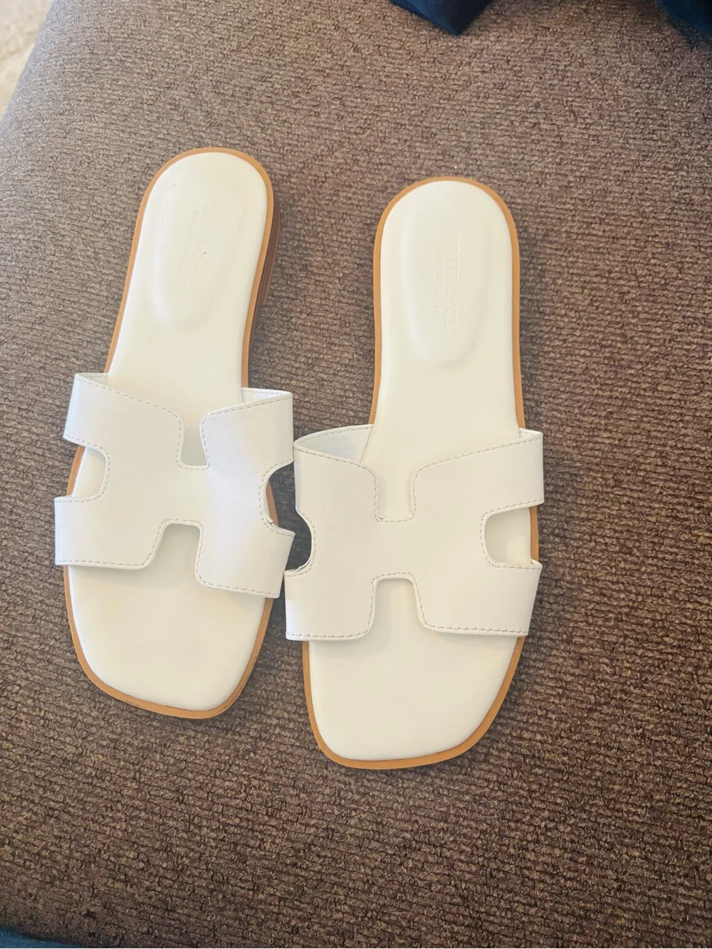 Women's White Slide Sandals with Cutout Strap
